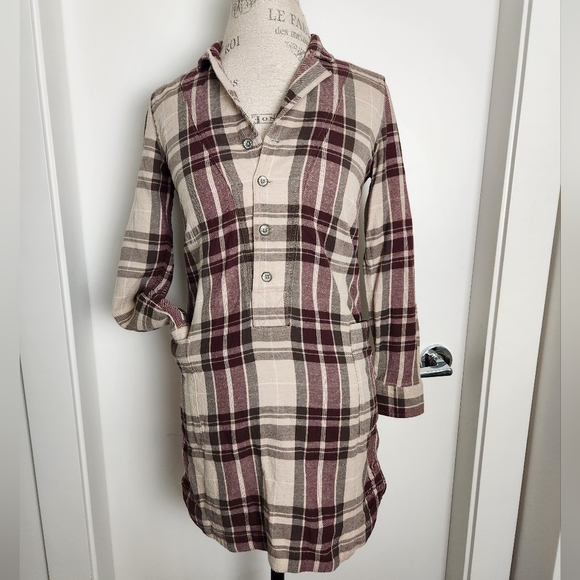 Vintage Plaid Flannel Shirt Dress - Picture 1 of 14